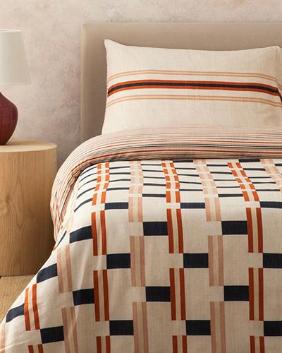 Спален Комплект, Кралски размер, Timeline Мек памук с дигитална щампа,  240x220 см/ 50x70 Cm Теракота