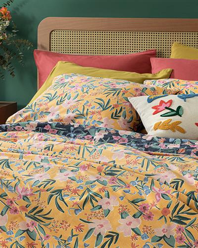 Комплект Спално Бель, Единичен Размер, Vivacity Bloom , Памучен, 160 X 220 Cm / 50x70 cm, Жълто