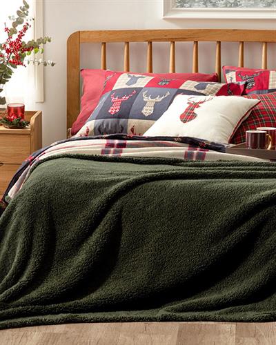 Windowpane sherpa For One Person Blanket 150x200 cm Beige-Red.