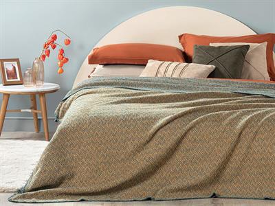  Одеало, Единичен Размер,Zigzag, Памучен, 150 X 200 Cm, Горчица - Масло