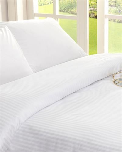 1 Cm Çizgili Спално Бельо Единичен Размер, Памучен Сатен, Бяло, 140 X 200 Cm