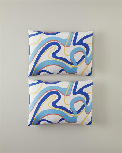 Калъфка За Възглавница 2 бр. Памучен 50x70 cm Морскосин - Оранжев