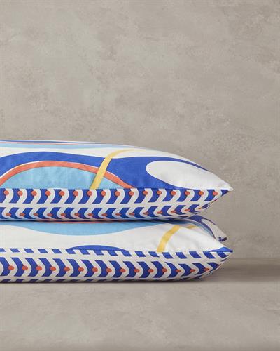 Калъфка За Възглавница 2 бр. Памучен 50x70 cm Морскосин - Оранжев