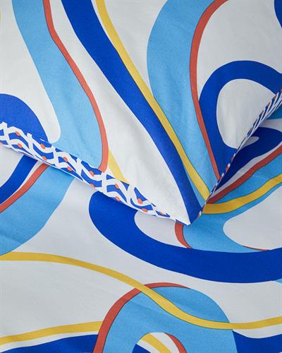 Abstract Marine Спален Комплект Двоен Памучен 200x220 см Морскосин - Оранжев