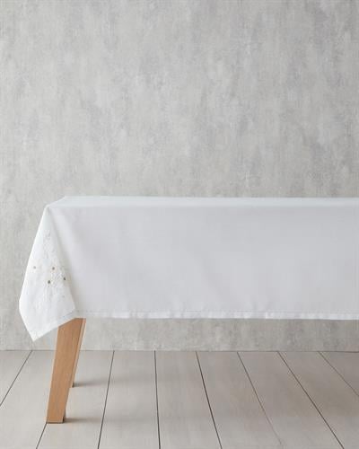 Adelina Покривка За Маса Полиестер 150x200 см Бял - Златен..