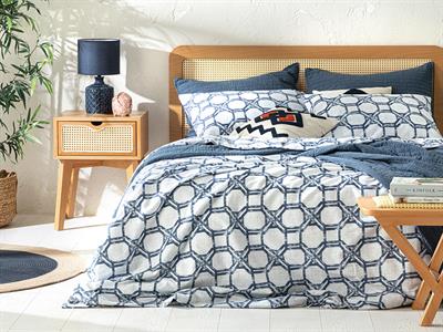 Adelmo Спално Бельо Компле King Size, Памучен, Индиго, 240 X 220 Cm