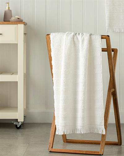 Adorn Кърпа За Баня С пискюли Памучен 70x140 см Екрю