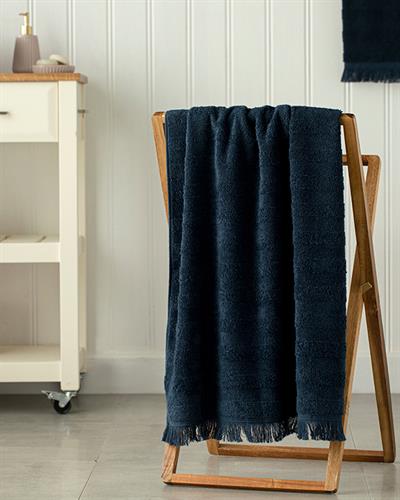 Adorn Кърпа За Баня С пискюли Памучен 70x140 см Морскосин