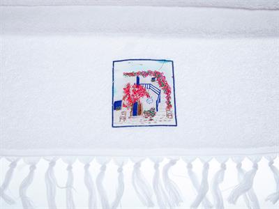 Aegean House ХАВЛИЯ ЗА ЛИЦЕ С ресни Бродирани 50x80 cm Light Blue