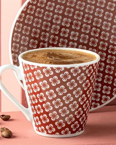 Alessi Porcelain 4 Parça 2 Kişilik Coffee Cup Set 80 ml Claret Red