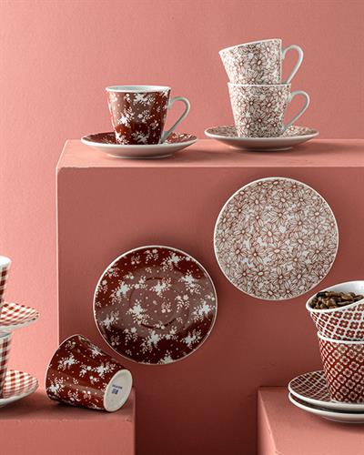 Alessi Porcelain 4 Parça 2 Kişilik Coffee Cup Set 80 ml Claret Red