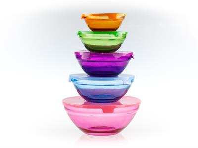 Alesta КУТИЯ ЗА СЪХРАНЕНИЕ 5 бр. Cam 150-200-350-500-900 ml Colorful.