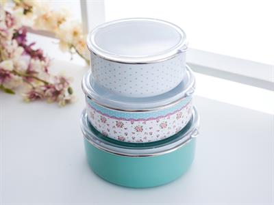 Alıcıa КУТИЯ ЗА СЪХРАНЕНИЕ 3 бр. Емайлиран 14 - 16 - 18 cm Mint