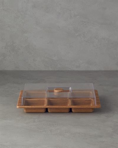 Alita Plastic Wooden Appearance Breakfast Container 35,5x23,5 cm Light Brown.