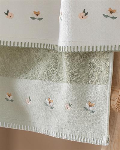 Alıta Комплект Кърпи За Лице С бродерия двойна Памучен 50x70 см Екрю - Морскозелен