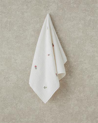 Allover Flower Кърпа За Лице С бродерия Памучен 50x80 см Екрю