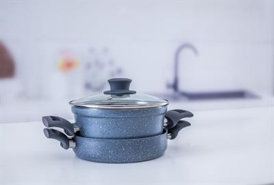 Amanda ТЕНДЖЕРА Гранитна тавичка + тенджера Гранит 18 cm Gray