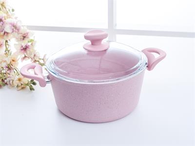 Amanda ТЕНДЖЕРА Дълбока гранитна със стъклен капак Гранит 24 cm Pink