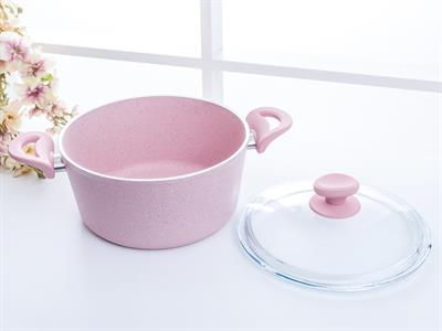 Amanda ТЕНДЖЕРА Дълбока гранитна със стъклен капак Гранит 24 cm Pink