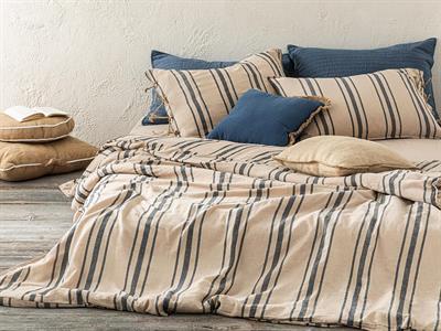 Anchor Hitch Спално Бельо Компле Единичен Размер, С Измиване На Части, Бежово – Индиго, 160 X 220 Cm
