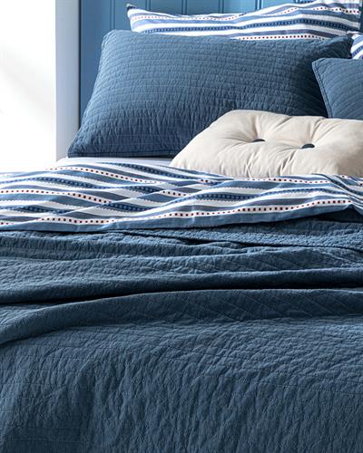 Ancient Stripe Покривка За Легло К Двоен Размер, Капитонирана , Индиго, 240 X 260 Cm