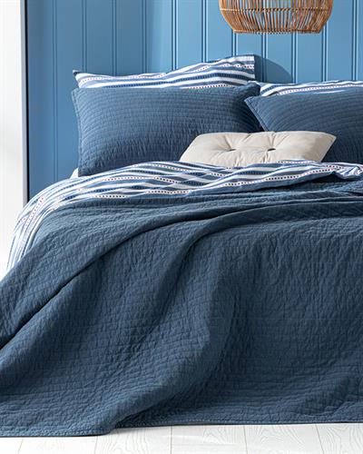 Ancient Stripe Покривка За Легло К Двоен Размер, Капитонирана , Индиго, 240 X 260 Cm