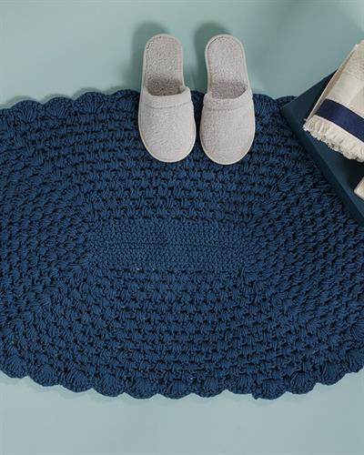 Andrea Cotton Bathroom Mat 60x90 cm Navy Blue