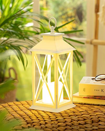 Andrea With Led Lantern 14x14x30 cm White