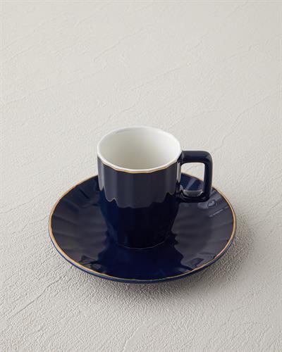 Angely Комплект С Чаши За Кафе 4 части за 2 души Китайски костен порцелан 80 мл Морскосин