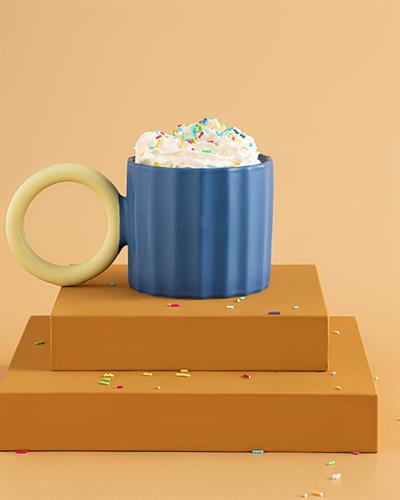 Angled Чаша New Bone China, Жълто-Тъмносиньо, 260 Ml