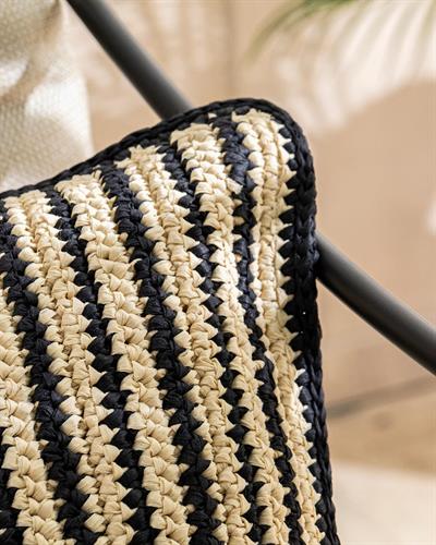 Angola Raffia Decorative Single Decorative Cushion 30x50 cm Natural - Black