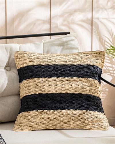 Angola Декоративна Възглавница Rafya, Естествено-Черно, 45 X 45 Cm