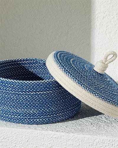 Knitting Storage Box Blue-White
