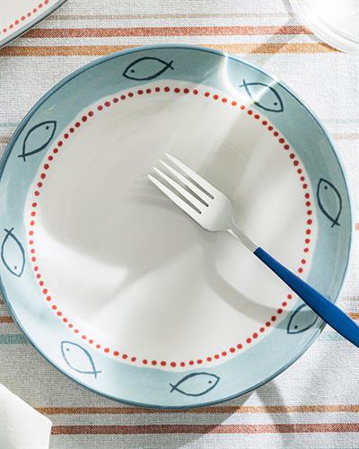 Aquatic Sea Porcelain Cake Plate 21 cm Light Blue