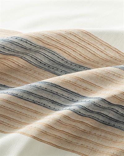 Aquatic Texture Спално Бельо Компле Двоен Размер, Боядисана Нишка, Тъмно Синьо - Бежово, 200 X 220 Cm