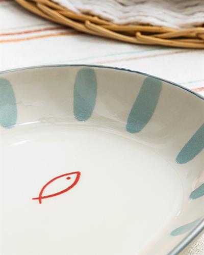 Aquatic Watery Продълговата Чиния Порцелан, Светло Синьо, 30 Cm