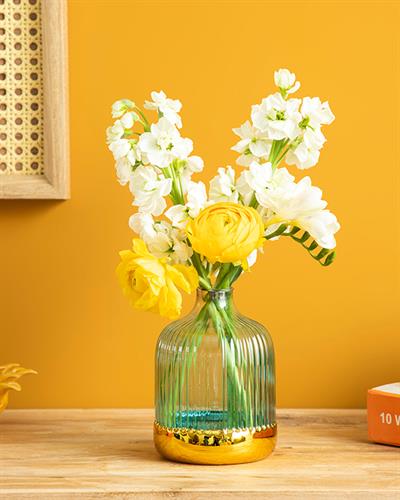 Ariana Ваза Жакард С Граници, Зелено-Златисто, 10 X 14 Cm