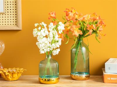 Ariana Ваза Жакард С Граници, Зелено-Златисто, 9 X 19 Cm