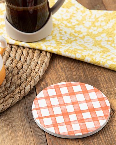 Art Pop Plaid Подложка За Чаша Керамика, Оранжево,, 11 Cm