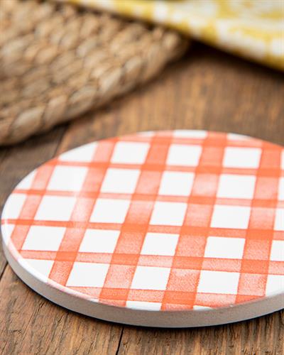 Art Pop Plaid Подложка За Чаша Керамика, Оранжево,, 11 Cm