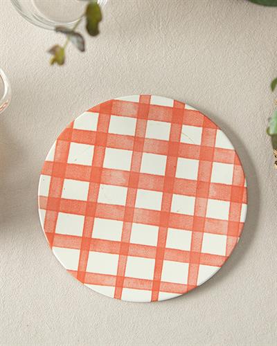 Art Pop Plaid Нихале Керамика, Оранжево,, 16 Cm