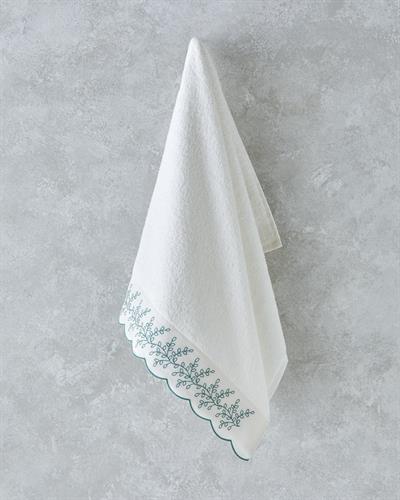 Кърпа За Лице С бродерия Памучен 50x80 см Екрю - Зелен