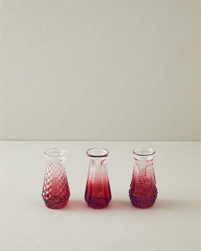 Arya Ваза 3 бр. Стъкло 6x12 см Бордо