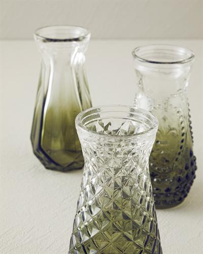 Arya Ваза 3 бр. Стъкло 6x12 см Зелен