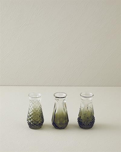 Arya Ваза 3 бр. Стъкло 6x12 см Зелен