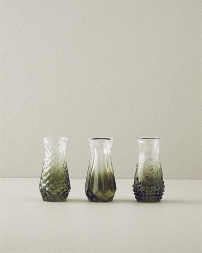 Arya Ваза 3 бр. Стъкло 6x12 см Зелен