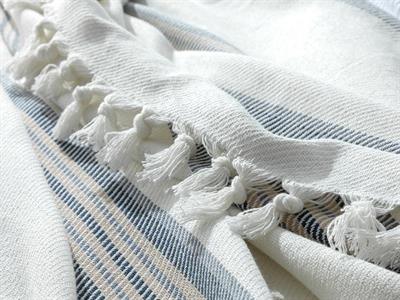 Atlas Покривка За Легло Единичен Размер, Тъкан, Бежово - Тъмно Синьо, 160 X 240 Cm