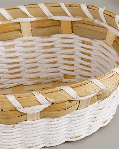 Audrey Кошница За Хляб Овален Слама 18x25x9 см Бял