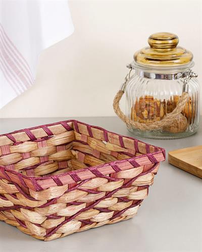 Audrey Кошница За Хляб Квадрат Слама 19x19x9 см Дамсон