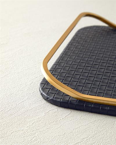 Audrey Декоративен Поднос Полиуретанова кожа 38,5x26x3,5 см Черен